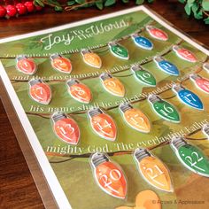 a close up of a christmas card on a table