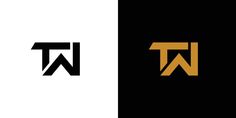 the letter t is made up of two letters, one black and one white with gold accents