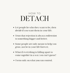 a white poster with the words how to detach