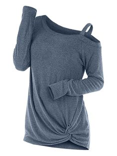 Knotted Skew Neck Sweater - Blue - 4363083822 - Women's Clothing, Women's Sweaters  #WomensSweaters #Women's #Clothing # #Women's #Sweaters Long Sleeve Tshirts, Cut Out Sweater, Cheap Sweaters, Vestidos Vintage, Pink Jacket, Women Sleeve, Pullover Sweater Women, Fashion Pattern, Long Sweaters