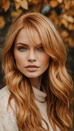 Side-Swept Bangs for Blondes with Copper Highlights Blonde With Side Bangs, Copper Hair With Blonde Highlights, Fall Hair Inspiration, Bright Copper Hair, Hair Colors For Blondes, Hair Color Guide, Hair Today Gone Tomorrow, Hair Styels, Tousled Bob