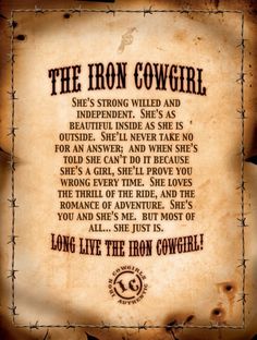 the iron cowgirl poem on an old paper