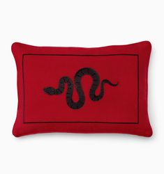 variant__red/black Embroidered Snake, Black Decorative Pillows, Dec Pillows, Red Decorative Pillows, Zodiac Years, Year Of The Snake, Pillow Collection, The Snake, Chinese Zodiac