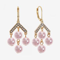 Pearl Type: Simulated PearlsEarring Back: Lever BackMetal Color: Gold ToneEarring Length: 31.5mmEarring Width: 23mmCare: Wipe CleanEarrings Style: Drop Earrings, Chandelier EarringsMetal: ZincCountry of Origin: Imported Bridal Earrings With Dangling Beads For Party, Elegant Pink Chandelier Earrings With Dangling Beads, Elegant Pink Dangling Beads Earrings, Elegant Pink Hoop Earrings With Dangling Beads, Pearl Chandelier Earrings, Pearl Chandelier, Earrings Chandelier, Monet Jewelry, Earrings Pink