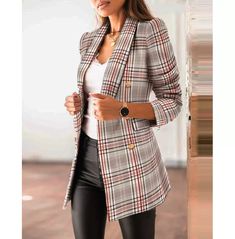 Stay warm and stylish with this men's double-breasted multicolor plaid blazer coat. Featuring a classic vintage and vintage fashion, this coat is designed to keep you warm and looking good. It is made from high quality polyester material for a comfortable fit and long-lasting wear. Perfect for any special occasion or everyday wear, this coat is sure to make a statement wherever you go. Shop now and get ready for the season! Asymmetrical Coat, Long Black Coat, Stylish Work Outfits, Current Fashion Trends, Plaid Blazer, Business Attire, Petite Outfits, Plaid Print, Business Outfits