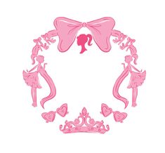 the silhouettes of princesses are arranged in a circle with pink bows and tiaras