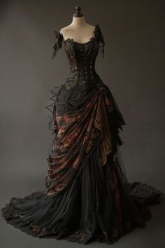 Wedding and Events: #wedding, #wedding inspiration, #event planning, #party ideas Victorian Goth Dress Aesthetic, Victorian Inspired Prom Dress, Goth Dress Wedding, Gothic Dresses Victorian, Masquerade Dress Black, Dark Fantasy Outfits, Goth Dress Long, Goth Ball Gown, Alt Prom Dresses