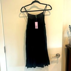 Wild Fable Tank Dress. Adjustable Straps Chic Black Slip Dress For Vacation, Casual Black Slip Dress For Spring, Casual Black Knee-length Slip Dress, Black Sundress Slip Dress For Spring, Black Midi Slip Dress For Vacation, Black Knee-length Slip Dress For Summer, Casual Black Slip Dress For Beach, Casual Black Slip Dress For Vacation, Black Midi-length Slip Dress For Day Out