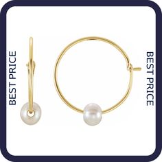 A delicate pair of 14KT yellow gold Huggie Earrings with natural freshwater pearl. Box and Free shipping included! *Weight: Aprox. 0.22 grams *Color: Yellow *Earring Closure: Snap/Hinged Bar *Earring Type: Hoop *Post Diameter: 0.03 In *Primary Stone Shape: Pearl *Surface Finish: Polished *Material: Gold *Post Length: 0.37 In *Approx. Width: 3 mm *Approx. Length: 10.5 mm *Selling Unit of Measure: PR *Gender: Baby/Youth *Primary Stone Size: 3 mm *Primary Stone Count: 2-stone *Primary Stone Type: C Yellow Gold Hoop Earrings With Pearl Charm As Gift, Yellow Gold Hoop Earrings With Pearl Drop For Gift, Fine Jewelry Hypoallergenic Pearl Earrings, Fine Jewelry Hypoallergenic Pearl Earrings For Gift, Small Hoop Yellow Gold Pearl Earrings As Gift, Small Hoop Yellow Gold Pearl Earrings For Gift, Yellow Gold Hoop Earrings With Pearl Charm For Anniversary, Nickel-free Yellow Gold Pearl Earrings, 14k Gold Huggie Pearl Earrings For Gifts