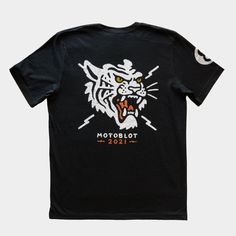 Motoblot 2021 Tiger #8 Tiger T-Shirt. 100% Cotton. Casual Screen Print T-shirt For Biker Events, Casual Crew Neck Tops For Motorcycling, Motorcycling Graphic Print Crew Neck T-shirt, Casual T-shirt With Front Print For Biker Events, Motorcycling Graphic Tee Crew Neck, Motorcycling Short Sleeve Screen Print T-shirt, Motorcycling Graphic Tee With Crew Neck, Moto Style Graphic Print Crew Neck T-shirt, Moto Crew Neck Tops With Graphic Print