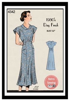 a women's dress pattern from the 1950's is shown in this image