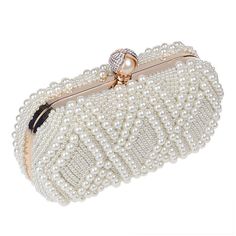 Full Beaded Artificial Pearls Evening Clutches – Luxy Moon Party Embellished Pearl Evening Bag, Elegant Embellished Clutch For Banquet, Rectangular Pearl Evening Bag For Parties, White Pearl Evening Bag For Party, Formal Beaded Pearl Evening Bag, Elegant Pearl White Party Clutch, Pearl Embroidered Party Clutch, Elegant Pearl Evening Bag For Party, Pearl Clutch For Party