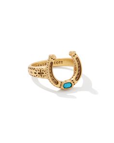 Buy Noble Vintage Gold Horseshoe Cocktail Ring in Variegated Dark Teal Magnesite at KendraScott. Vintage Gold Bracelet, Crystal Statement Earrings, Ranch Life, Jewelry Lookbook, Western Jewelry, Initial Jewelry, Girly Jewelry, Dark Teal, Dream Jewelry