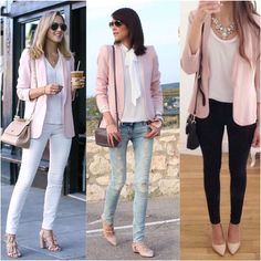 Outfit Hijab Ideas, Blazer Rose, Blazer Outfits For Women, Blazer Outfit, Classy Work Outfits