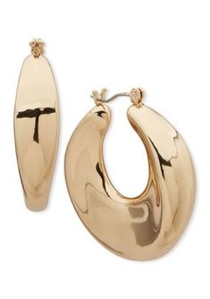 Bring a beautiful golden glow to your favorite styles with these stunning puffy hoop earrings from Nine West. | Nine West Gold Tone Puffy Click Top Hoop Earrings Golden Glow, Fashion Jewelry Earrings, Gold Tone Metal, Nine West, Gold Tones, Jewelry Earrings, Hoop Earrings, Fashion Jewelry, Gold