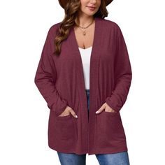 A classic yet stylish cardigan that is versatile. Long sleeve soft button down womens plus size cardigans. This is the high quality, well-made cardigan sweaters for curvey women. The fabric is stretchy and soft, the cut of this lightweight cardigan is cute, casual and fits well. The buttons are a unique look for this womens lightweight sweaters. And this sweater also has a long V neck which is good for showing off your neck curve. Whatever you are wearing underneath, highly recommend this Women Sence Style, Black Plain Dress, Lightweight Open Front Cardigan, Long Open Cardigan, Sweater Plus Size, Sweater Plus, Cardigan Long Sleeve, Summer Cardigan, Cardigan Sweaters