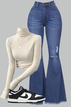 How To Style Flared Jeans, Autumn Outfit Ideas, Pink Stuff, Jeans Cropped, Latina Fashion, Trendy Outfits For Teens, Classy Casual Outfits