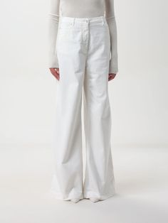 Pants PINKO Woman color White Modern Full-length White Pants, Modern White Full-length Pants, Elegant White Bottoms With Five Pockets, Elegant Full-length Pants With Five Pockets, Elegant Wide Leg Pants With Five Pockets, Elegant Wide-leg Pants With Five Pockets, Elegant High Waist Bottoms With Five Pockets, Elegant High-waist Bottoms With Five Pockets, Elegant High Waist Pants With Five Pockets