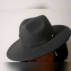 One Size Black Brim Hat With Faux Leather Band Black Wide Brim Felt Hat For Everyday, Casual Black Fedora For Everyday, Everyday Black Brimmed Felt Hat, Black Brimmed Fedora For Everyday, Everyday Black Brimmed Fedora, Black Felt Hat With Short Brim For Everyday, Black Fedora With Curved Brim For Everyday, Black Curved Brim Fedora For Everyday Wear, Black One Size Hats For Fall