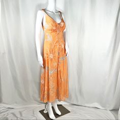 Astr The Label Orange Floral Foliage Sleeveless Midi Dress Szs Double V Plunge Gathered Bosom Button Down Front Lined Fitted Waist A Line Skirted Zip Back W/Eye & Hook Closure 100% Viscous Self & 100% Polyester Lining Floral Foliage, Eye Hook, Astr The Label, Sleeveless Midi Dress, Midi Dress Sleeveless, Orange White, A Line Skirts, The Label, A Line