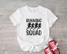 Running Squad T-Shirt, Runner Marathon Gift, Running Shirt, Running Track Team T-Shirt, Sports Gift Tee, Love Running Shirt, Runner Cute Tee. How Do I Order 1) Before you place the order, please review all the information. 2) From the drop down menu, chose your shirt type and size. 3) From the drop down menu, chose the color of the shirt. 4) If you need more items, add the item you like in the cart first then click the back button and follow the steps 1-4 again. Washing Wash the inside of the t-shirts in cold water, do not bleach, do not dry clean, do not iron directly on the design 🙏Thank You For Supporting Our Small Business🙏  Note: Product and design color may slightly vary due to photographic lighting sources or your monitor settings. Marathon Gift, Track Team, Business Notes, Running Track, Running Club, Team T Shirts, Club Shirts, Running Shirts, Sports Gifts