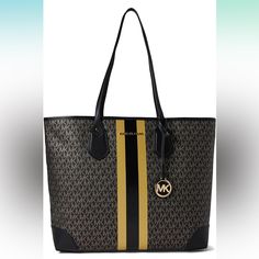 Michael Kors Signature Striped Eva Large Tote Bag Michael Kors Eva Large Tote, Bags Michael Kors, Large Tote Bag, Michael Kors Black, Large Tote, Bago, Womens Tote Bags, Michael Kors, Tote Bag