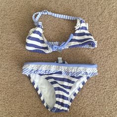 Omg!!! So Adorable. Size 1 (I Would Say Fits The First Few Months) Mayoral Chic Blue And White Bikini Only Tried On Never Worn In The Pool Playful Beach Sets With Stretch, Blue Stretch Swim Sets For Pool, Blue Stretch Swimwear Sets For Pool, Blue Stretch Sets For Pool, Fitted Beachwear Tankini For Playtime, Blue Fitted Swim Set, Fitted Blue Swim Sets, Blue Swimming Sets, Blue Summer Tankini For Playwear