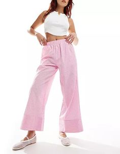 ASOS DESIGN poplin pants in pink stripe | ASOS Spring Relaxed Fit Bottoms With Vertical Stripes, Trendy Striped Long Pants, Straight Pants With Vertical Stripes For Spring, Spring Straight Pants With Vertical Stripes, Summer Bottoms With Vertical Stripes And Stretch, Stretch Summer Bottoms With Vertical Stripes, Striped Ankle-length Spring Bottoms, Stretch Bottoms With Vertical Stripes For Summer, Striped Ankle-length Pants For Spring