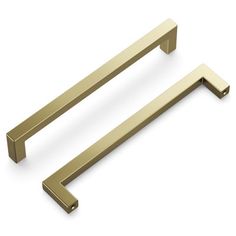 two brass handles on white background