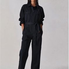 Great Jumpsuit, High Quality, Never Worn Black Relaxed Fit Jumpsuit For Workwear, Black Utility Overall Jumpsuits, Black Utility Overall Jumpsuits And Rompers, Black Utility Overalls Jumpsuit, Black Utility Overalls Romper, Black Utility Jumpsuit For Workwear, Black Jumpsuits And Rompers For Fall Workwear, Black Long Sleeve Cotton Jumpsuits And Rompers, Buck Mason