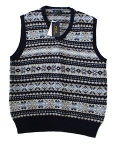 Brand: Polo Ralph Lauren Color: Navy Fair Isle Description: With its storied heritage and iconic look, Fair Isle is a prep staple and a Polo favorite. This sweater vest reinterprets the timeless motif with 11 luxurious yarns composed of cotton, mulberry silk, and cashmere. Regular Fit: wider at the chest while still maintaining a modern silhouette. Rib-knit V-neck, armholes, and hem. 11 luxurious yarns composed of cotton 76% cotton, 23% cashmere. Hand wash. Imported. Model is 6'1"/185 cm and wears a size medium Luxstory | eBay Stores Skip to main contentExpand Cart Luxstory Luxstory 30,000+ Feedback received 100% Positive feedback 70,000+ Items sold About us 100% Authentic & New clothing for over 20 years. We get all items directly from the manufacturer. *We are not sponsored or affiliated Casual Wool Sweater Vest For Winter, Casual Jacquard Knit Sweater Vest For Winter, Casual Wool Jacquard Knit Tops, Casual Jacquard Knit Vest, Knitted Winter Vest, Winter Jacquard Knit Sleeveless Sweater Vest, Sleeveless Jacquard Knit Sweater Vest For Winter, Casual V-neck Fair Isle Sweater, Casual Wool Vest For Winter