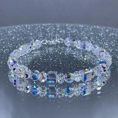 Crystal Sparkle Bracelet – VAEL Designs Glass Beads Bracelet Ideas, Crystal Bracelets Tutorial, Crystal Bracelets Diy, Trendy Jewelry Ideas, Crystal Bead Jewelry, Diy Bracelets Tutorials, Sparkle Bracelet, Making Glass, Swarovski Crystal Jewelry