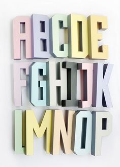 the letters are made up of different colors and shapes to spell out an alphabet's name