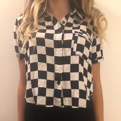 Checkered Forever 21 Shirt, Super Cute And Never Worn! Button Up Or Down For Any Occasion. Size: Small Juniors Shipping Usually Takes Around 1-3 Days Depending On When You Order! Thanks For Taking You’re Time To View This Listing! Trendy Button-up Cropped Shirt For Day Out, Casual White Cropped Shirt For Day Out, Casual Black Button-up Cropped Shirt, Black Collared Cropped Shirt, Forever 21 Collared Tops For Summer, Forever 21 Collared Summer Tops, Forever 21 Casual White Blouse, Casual White Blouse By Forever 21, White Button-up Cropped Shirt