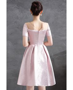 Buy pleated pink modest short party homecoming dress with short sleeves at wholesale price online. Free shipping and pro custom service since 2009. Dressy Midi Length Banquet Dresses, Pink Fitted A-line Evening Dress, Fitted Tea-length Dress For Prom Season, Pink Knee-length Evening Dress For Prom, Knee-length Evening Dress For Prom Season Banquet, Knee-length Wedding Dresses For Party Season, Knee-length Satin Evening Dress For Party, Knee-length Dresses For Prom Season Banquet, Short Sleeve Evening Dress For Cocktail Prom