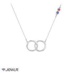 A beautiful symbol for the connection between two people; a couple, sisters, mother and daughter, or best friends; this elegant necklace features two interlocking rings and two sparkling bezel-set birthstones. Personalize in sterling silver, white, yellow, or rose gold with your choice of gemstones to represent each of you, and make the perfect gift for any occasion. Interlocking Ring, Beautiful Symbols, Mens Engagement, For Sale Sign, Elegant Necklaces, Gift Collections, Bezel Setting, Or Rose, Silver Necklace