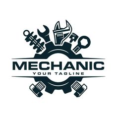 mechanic logo with tools and wrenches