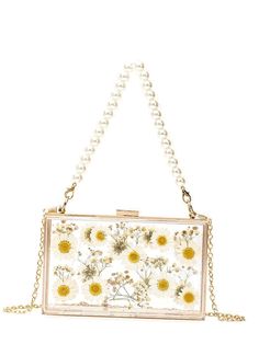 Bag For Love -Clear Flower Pattern Box Bag - Women Evening & Clutch Product Description Color White Strap Type Chain Style Glamorous Pattern Type Floral Bag Size Small Quantity 1 piece Type Box Bag Material PMMA Size Chart INCH CM Size Bag Width Bag Height Bag Length Strap Length one-size 2 4.3 7.1 47.2 Size Bag Width Bag Height Bag Length Strap Length one-size 5 11 18 120 Similar Products h2 { text-align: center; } .red-box { width: 100%; display: flex; flex-direction: row; flex-wrap: wrap; jus White Rectangular Box Bag For Gifts, White Rectangular Shoulder Bag Gift, Square Box Bag For Summer Gifts, White Bag With Clear Strap For Gift, White Rectangular Case Bag As A Gift, White Rectangular Case Bag For Gifts, Rectangular Spring Gift Bags, Rectangular Clutch For Spring, Gold Bags For Spring Gift