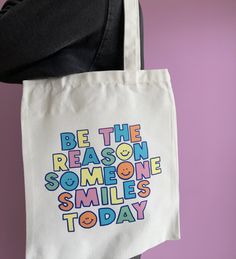 ✨ Quirk custom canvas/tote bags are designed and printed by me (Ally!) in Geelong, Australia! I draw, digitise and press all items myself ⭐ if you have a custom design in mind, please feel free to reach out, I'd love to make your ideas come to life! xx  SPECIFICATIONS ✨ Tote bag is made of 100% cotton! (none of this polyester business)  ✨ Thick canvas fabric, size 12 inches wide (30cm) x 13 inches high (33cm) ✨ Prints are high quality DTF (direct to film) prints and heat-pressed at 155 degrees C Geelong Australia, Cute Quote, Quote Tote Bag, Bag Quotes, Quote Tote, Be The Reason, Film Prints, Bag Design, Shoulder Tote Bag