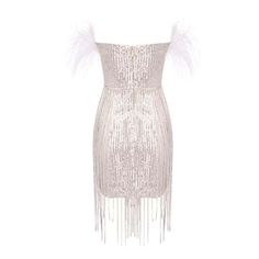 Introducing the Gweneth Feather Sleeveless Rhinestone Tassel Mini Dress – a show-stopping and glamorous piece that effortlessly combines feathered details, rhinestone embellishments, and playful tassels for a stunning and bold look. Here's a potential description: Key Features: Feathered Elegance: The Gweneth dress is adorned with feathered details, adding a touch of luxury and sophistication. The feathered accents are carefully placed to create a visually stunning and ethereal effect. Rhineston Glamorous Feather Trim Flapper Dress For Party Season, Glamorous Flapper Dress With Feather Trim For Party Season, Elegant Flapper Dress With Feather Trim For Party, Elegant Party Flapper Dress With Feather Trim, Feathered Flapper Dress For Party, Cocktail Flapper Dress With Rhinestone Fringe, Glamorous Sleeveless Flapper Dress With Tassels, Glamorous Sleeveless Flapper Dress With Rhinestone Fringe, Evening Flapper Dress With Feather Trim