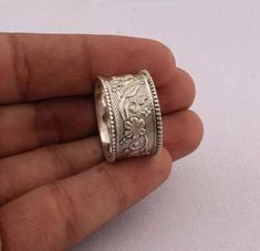 Handmade Wide Filigree Eternity Ring 925 Sterling Silver Ring All Size AP 505 Plain Silver Rings, Antique Silver Rings, Silver Spinner Rings, Sterling Silver Rings Bands, Thumb Ring, Silver Wedding Rings, Handmade Rings, Boho Ring, Thumb Rings