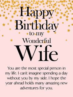 happy birthday to my wonderful wife you are the most special person in my life i can't imagine spending a day without you