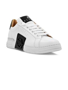 White Hexagon low-top sneakers, calf leather, logo patch at the tongue, perforated detailing, embossed logo to the side, branded heel counter, branded insole, round toe, front lace-up fastening, flat rubber soleComposition: Leather, 100% Designer High-top Sneakers With Embossed Logo For Streetwear, Modern Low-top Skate Shoes With Perforations, Sporty Leather Custom Sneakers With Logo Patch, Luxury Low-top Sneakers With Branded Insole, Luxury High-top Sneakers With Logo, Designer Leather Low-top Sneakers, Classic Custom Sneakers With Embossed Logo For Sports, Low-top Sports Sneakers With Embossed Logo, Classic Sports Sneakers With Embossed Logo