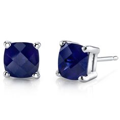 PRICES MAY VARY. PREMIUM GOLD STUDS EARRINGS - Stunning and versatile earrings, the Peora 14K Gold Stud Earrings Collection adds a dainty touch of luxury to any style. Featuring Peora Created Blue Sapphire, Cushion Cut, 6mm, 2.500 Carats total, in its signature Ceylon Blue hue that sparkles in the light for an amazing glow. Set in a classic 4-prong 14K White Gold Earring solitaire style, minimalist earrings are an elegant jewelry must-have. 14K Gold Friction Backs to match. EXCEPTIONAL QUALITY - Blue Sapphire Jewelry, Sapphire Stud Earrings, Blue Sapphire Studs, Birthstone Gems, Ruby Earrings Studs, White Gold Earrings Studs, White Gold Studs, Sapphire Earrings Studs, White Gold Solitaire