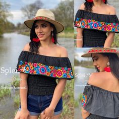 This Beautiful Off the Shoulder Crop Top is the perfect Top for a fun day out. -It's made out of cotton, has an elastic waist and is full of vibrant embroidered florals. Please note: *This blouse comes in one size which fits sizes Small and Medium. **More colors available here: https://www.etsy.com/es/listing/843962112/blusa-crop-top-margaritas-blusa-mexicana?ref=listing_published_alert Fitted Top With Multicolor Embroidery For Vacation, Fitted Tops With Multicolor Embroidery For Vacation, Fitted Multicolor Embroidered Top For Vacation, Daisy Crop Top, 5 De Mayo, Off The Shoulder Blouse, Fun Day, Shoulder Crop Top, Embroidered Top