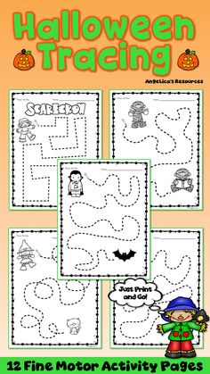 halloween tracer activity for kids to practice their handwriting and writing skills, including the letter s