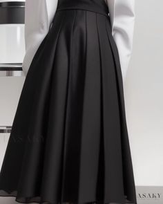 Lasaky - Deer Wests Sophisticated High-Waisted Pleated A-Line Quince Skirt Featuring Graceful Long Ruffles Quince Skirt, Ethereal Dress, Pleated Long Skirt, Black Pleated Skirt, Black Outfits, High Low Skirt, Skirt Skirt, All Black Outfit, Color Fabric