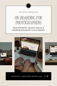 the website for photographer's business is shown with multiple images and text on it