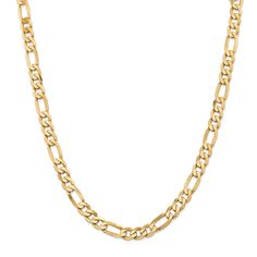 Men's 7.5mm 14k Yellow Gold Flat Figaro Chain Necklace Figaro Bracelet, Figaro Necklace, Figaro Chain Necklace, 14k Yellow Gold Necklace, Back Necklace, Bow Jewelry, Figaro Chains, Figaro Chain, Gold Branding