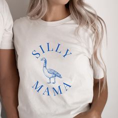 This unisex jersey short sleeve silly goose mama t shirt fits true to size and looks great as an oversize soft tee. This is the perfect party tee for Mom to wear to the silly goose birthday party or will look cute year round! This shirt is Unisex sizing and comes in 2 Bella Canvas colors, choose White or Natural to make this Silly Mama shirt the perfect addition to your little silly goose's party! Please add the personalization for your shirts in the box when ordering. DETAILS .Made from Airspun Cotton .Bella Canvas tee .Tear away label .Runs true to size .Crew Neckline .Props in any photos are not included and are for styling purposes only .Colors may slightly vary from styled photos  SIZING This graphic tee design will be printed on a Bella Canvas shirt that is high quality, comfortable Casual Shirt With Funny Print For Family, Casual T-shirt For Birthday In Spring, Casual Spring Birthday T-shirt, Casual Spring T-shirt For Birthday, Silly Goose 1st Birthday, Casual Birthday Shirt With Funny Text, Family Matching T-shirt For Birthday With Relaxed Fit, Casual Relaxed Fit Top For Birthday, Casual Birthday Shirt With Crew Neck